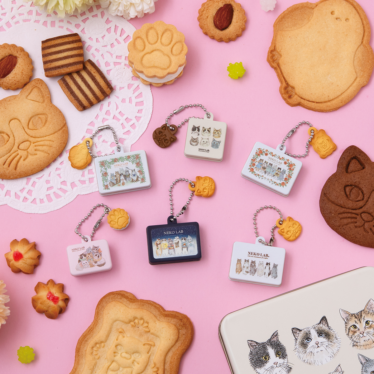 人気の猫クッキー缶がミニチュア化♡NEKO LAB×バンダイが